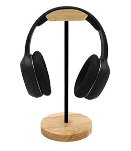 bliocefo headphone stand nature wood & aluminum headset hanger mount hook gaming holder desktop earphone artful functional craftmanship stand for all headsets with solid wooden base