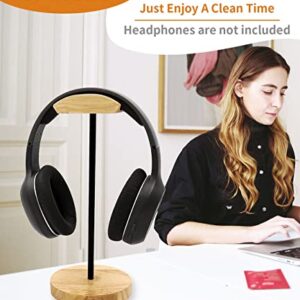 Bliocefo Headphone Stand Nature Wood & Aluminum Headset Hanger Mount Hook Gaming Holder Desktop Earphone Artful Functional Craftmanship Stand for All Headsets with Solid Wooden Base