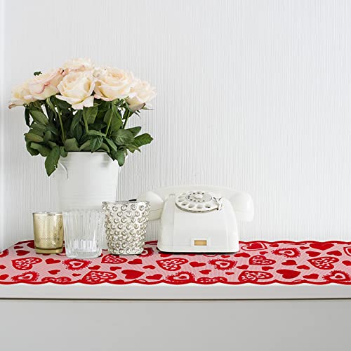 Nialnant Valentines Day Table Runner, Red Heart Lace Table Runner for Party Home Wedding Holiday Anniversary, Valentines Day Decorations - 13 x 72 Inch