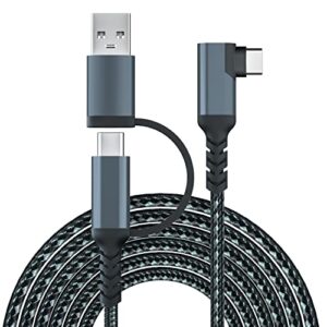 link cable 20ft braided usb c to usb c/a 2 in 1 type c cable usb 3.2 gen1 high speed data transfer & fast charging cable for quest 2 and oculus quest headset to gaming pc