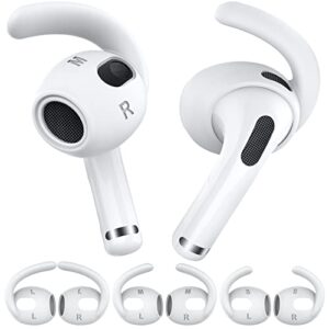 ahastyle 3 pairs airpods 3 ear hooks anti-slip ear covers silicone accessories【not fit in the charging case】 compatiable with apple airpods 3 2021 (large+medium+small, white)
