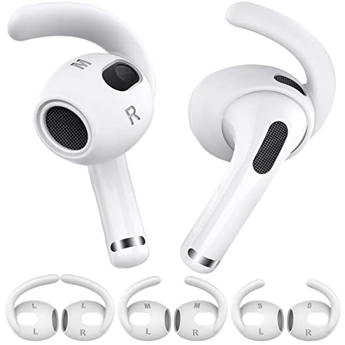 AhaStyle 3 Pairs AirPods 3 Ear Hooks Anti-Slip Ear Covers Silicone Accessories【Not Fit in The Charging Case】 Compatiable with Apple AirPods 3 2021 (Large+Medium+Small, White)