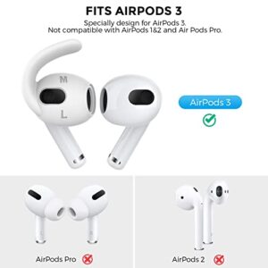 AhaStyle 3 Pairs AirPods 3 Ear Hooks Anti-Slip Ear Covers Silicone Accessories【Not Fit in The Charging Case】 Compatiable with Apple AirPods 3 2021 (Large+Medium+Small, White)