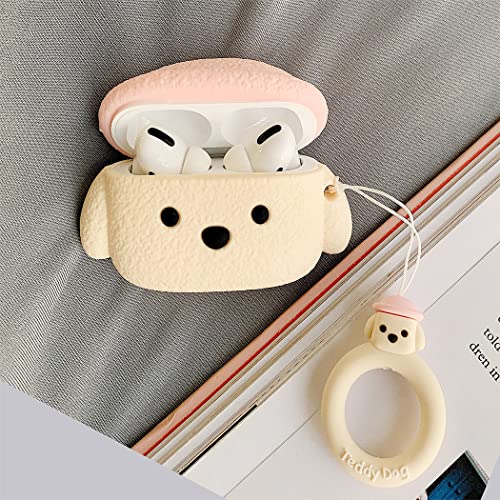 AKXOMY Compatible with Airpods 3 Case Dog, Cute Cartoon Pet Dog Case Airpods 3 Case , Soft Silicone Protective Cover for Girls Women Kids with Airpods 3 case (Pink)