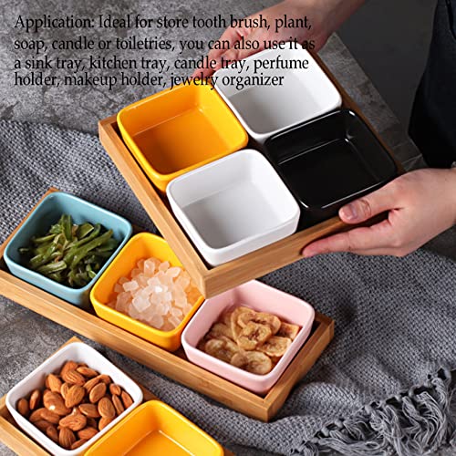 lacitycover Natural Wood Tray, Slip-Resistant Wooden Bathroom Tray & Kitchen Decor Wood Holder Organizer