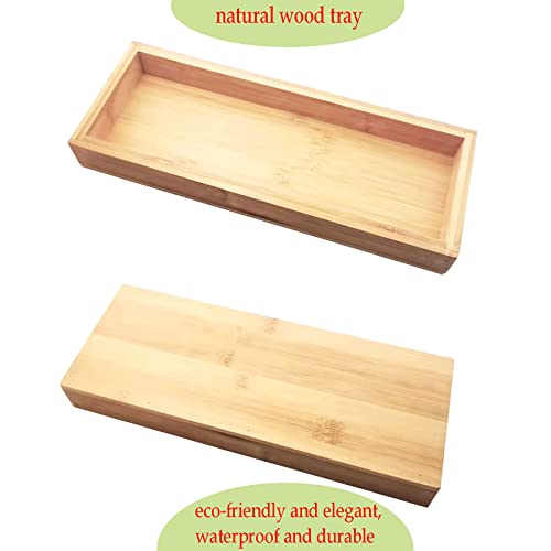 lacitycover Natural Wood Tray, Slip-Resistant Wooden Bathroom Tray & Kitchen Decor Wood Holder Organizer