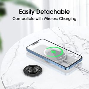 TechMatte Magnetic Phone Ring Holder (Detachable), Compatible with iPhone 14 iPhone 13 iPhone 12, Pro, Max, Mini and MagSafe Case, Wireless Charging Compatible