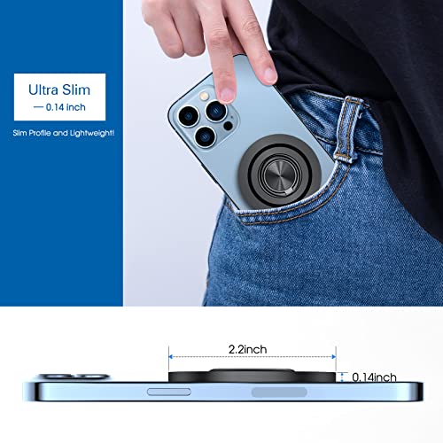 TechMatte Magnetic Phone Ring Holder (Detachable), Compatible with iPhone 14 iPhone 13 iPhone 12, Pro, Max, Mini and MagSafe Case, Wireless Charging Compatible