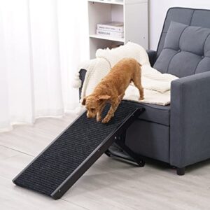 sweetbin 18" tall adjustable pet ramp - small dog use only - wooden folding portable dog & cat ramp perfect for couch or bed with non slip carpet surface - 4 levels height adjustable up to 90lbs