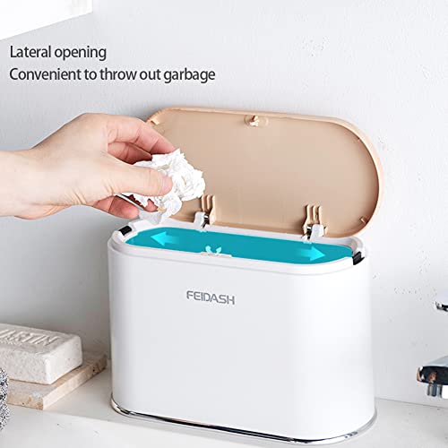 Doyingus Mini Desktop Trash Can with Lid Press-Type Small Wastebasket with Removable Inner Garbage Can Tiny Countertop Trash Bin for Table Bedroom Office