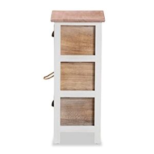 Baxton Studio Palta Modern and Contemporary Two-Tone White and Oak Brown Finished Wood 3-Drawer Storage Unit