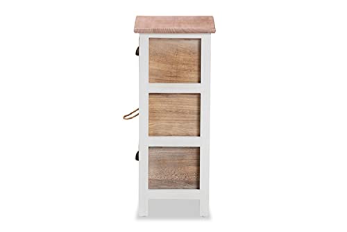 Baxton Studio Palta Modern and Contemporary Two-Tone White and Oak Brown Finished Wood 3-Drawer Storage Unit