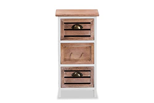 Baxton Studio Palta Modern and Contemporary Two-Tone White and Oak Brown Finished Wood 3-Drawer Storage Unit