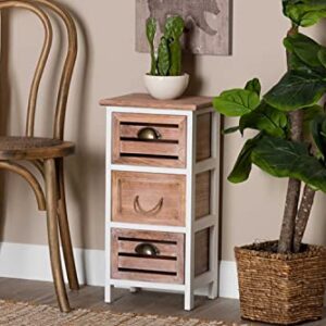 Baxton Studio Palta Modern and Contemporary Two-Tone White and Oak Brown Finished Wood 3-Drawer Storage Unit