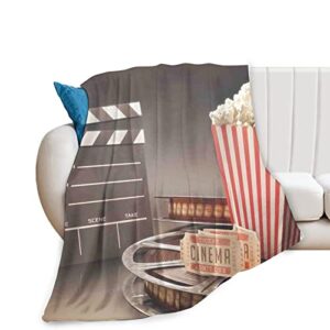 tygfol movie theater,old fashion entertainment objects related to cinema film reel motion picture,multicolor flannel fleece microfiber throw blanket