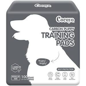 cocoyo dog training pads 丨 carbon absorb eliminating urine odor doggie training pads 丨 premium charcoal dog pee pads (100 count, 22x22 inch),gray