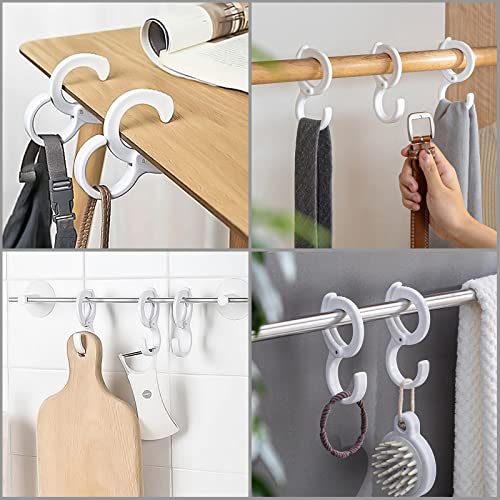 FuninCrea 4 Pack S-Shaped Hooks Table Edge Hook Heavy Duty Closet Hook Multifunctional Adjustable S Shaped Hooks Anti-Drop for Table Edge, Wardrobe, Garden, Kitchen, Balcony, Living Room (4)