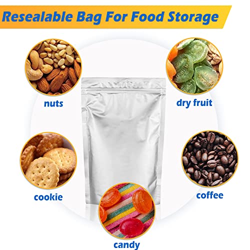 50 Pack Mylar Bags with 50 bags 300cc Oxy-Sorb 9.4 Mil Resealable Foil Ziplock Bags for Food Long Term Storage for Snack Cookies, Wheat (10"x14" )