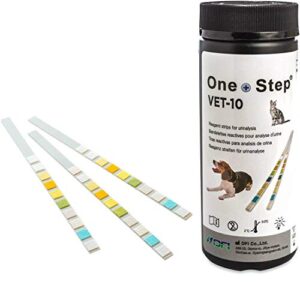 one step pet urine testing strips, 100 x urinalysis parameter tests for dogs, cats, vets & animals. accurate testing for veterinarians detects uti, diabetes, bladder, kidney, liver, sg, ph, glucose