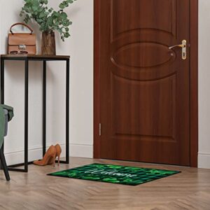 Timtin St. Patrick's Day Doormat Lucky Green Shamrocks St. Patrick's Day Doormat Irish Plaid Welcome Mat Non Slip Rubber Area Rugs for Bathroom Entrance Front Door Indoor Outdoor 15.7 x 23.6 Inch