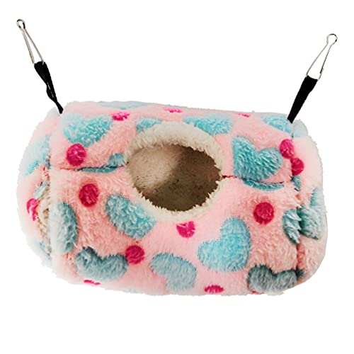 Litewoo Sugar Glider Sleeping Pouch Small Animal Hammock, Hanging Bed Warm Cotton Nest for Rat Hamster Gerbil Sugar Glider Chinchilla Squirrel Guinea Pig (Pink)