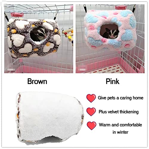 Litewoo Sugar Glider Sleeping Pouch Small Animal Hammock, Hanging Bed Warm Cotton Nest for Rat Hamster Gerbil Sugar Glider Chinchilla Squirrel Guinea Pig (Pink)