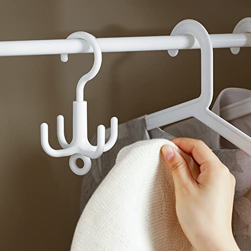 DEFUTAY Belt Hanger Scarf Tie Rack Holder Hook, 2 PCS Hangers for Closet,360 Degree Rotating Closet Clothes Hangers with 4 Claws for Hanging, Scarf,Hats, Towels,Bags, Shoes,Ties