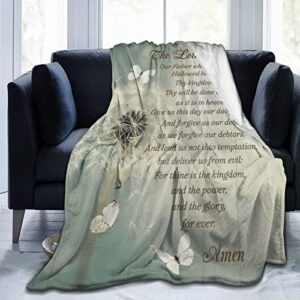 dandelion the lord's prayer novelty blanket soft flannel fleece throw blanket super soft lightweight for couch 80"x60"