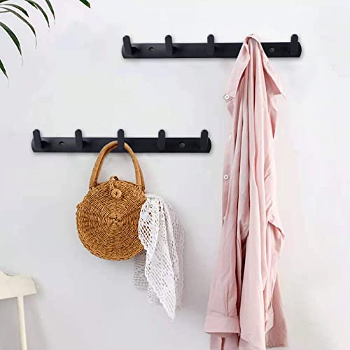 Jnnicoog Coat Hook Wall Mount with 5 Hooks, Black Coat Rack , Wall Mounted Modern, Suitable for Living Room Entrance, Bedroom, Kitchen, Bathroom Etc.