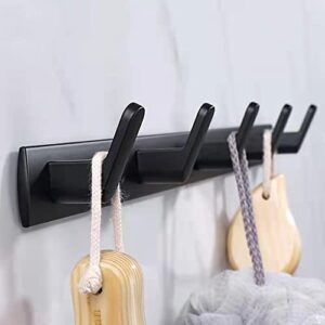 Jnnicoog Coat Hook Wall Mount with 5 Hooks, Black Coat Rack , Wall Mounted Modern, Suitable for Living Room Entrance, Bedroom, Kitchen, Bathroom Etc.