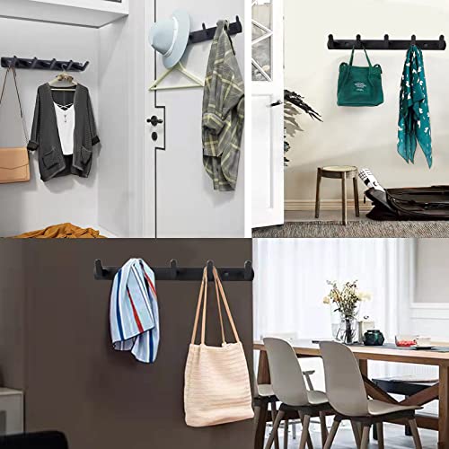 Jnnicoog Coat Hook Wall Mount with 5 Hooks, Black Coat Rack , Wall Mounted Modern, Suitable for Living Room Entrance, Bedroom, Kitchen, Bathroom Etc.