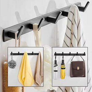 Jnnicoog Coat Hook Wall Mount with 5 Hooks, Black Coat Rack , Wall Mounted Modern, Suitable for Living Room Entrance, Bedroom, Kitchen, Bathroom Etc.