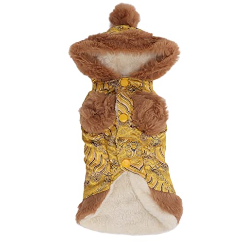GLOGLOW Dog Costume Tang Suit, Chinese Style Pet Clothing Winter Thickened Warm Dog Cheongsam Satin Clothes with Hat for Small Dogs Puppy Cats