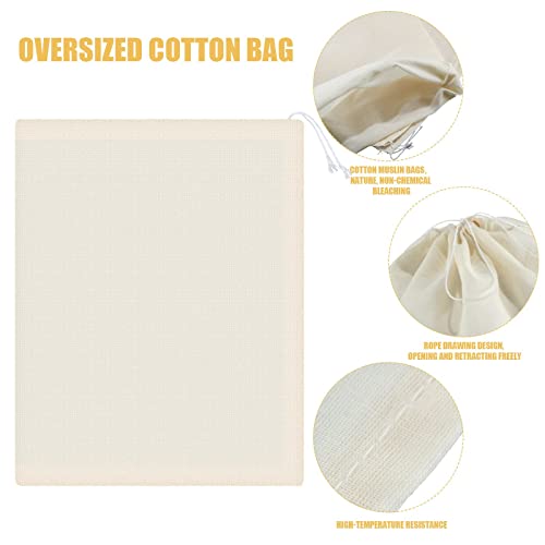 Pangda 15 Packs Muslin Bags Cloth Bags with Drawstring Canvas Large Storage Bags Bulk Cotton Reusable Grocery Bags DIY Craft Sachet Bag for Party Wedding Home Storage, Natural Color (15 x 22 Inches)