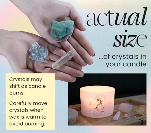 Healing Crystal Candle, 12oz - 3 Wick Pisces, Cancer, Scorpio Zodiac Candles with Crystals Inside. Zodiac Gifts for Women, Real Crystals and Healing Stones Manifestation Candle, Meditation Candle