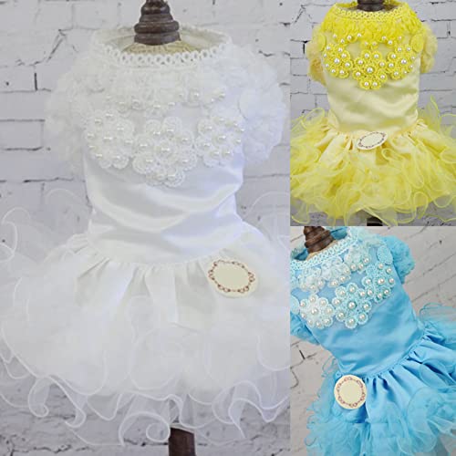 Pet Wedding Dress Round Neck Good Teddy Dog Lace Style Wedding Dress Pet Apparel Blue XL