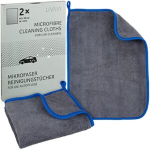 LIVAIA Microfiber Cleaning Cloth: 2 Microfiber Cleaning Cloths for Cars – Car Wash Cloths for Cleaning, Car Cleaning Products, Car Wash Kit Car Care