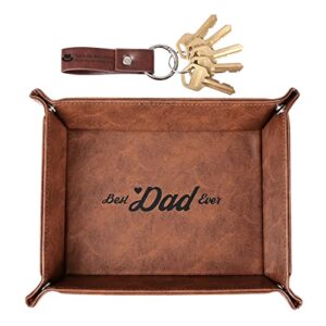 best dad ever gifts for dad from daughter son kids, unique birthday gifts for stepdads husband men, pu leather valet tray