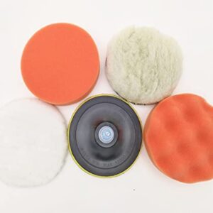 Drill polishing kit 5 inch Polishing Pad Kit Wool Polishing Pads Sponge Pads Polishing Buffer 6-Piece Set with M10 Drill Adapter