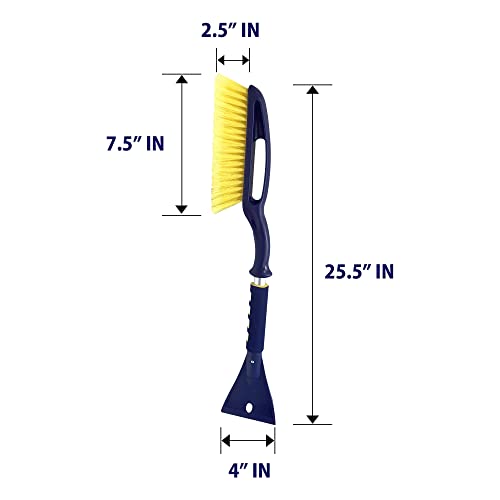 MICHELIN Heavy Duty 25 Inch Snow Brush with Ice Scraper, Blue Yellow Grey, Lightweight Aluminium Shaft, Ergonomic Handle with Power Scraping Grip Design, for Snow, Ice, Slush, Car, SUV, Truck