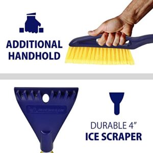 MICHELIN Heavy Duty 25 Inch Snow Brush with Ice Scraper, Blue Yellow Grey, Lightweight Aluminium Shaft, Ergonomic Handle with Power Scraping Grip Design, for Snow, Ice, Slush, Car, SUV, Truck