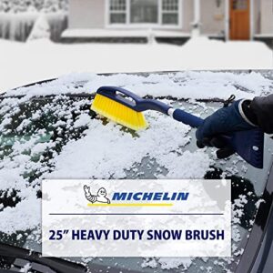 MICHELIN Heavy Duty 25 Inch Snow Brush with Ice Scraper, Blue Yellow Grey, Lightweight Aluminium Shaft, Ergonomic Handle with Power Scraping Grip Design, for Snow, Ice, Slush, Car, SUV, Truck