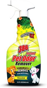 386 professional strength pet odor eliminator for home – premium odor neutralizer for all surfaces - multipurpose urine remover for dogs and cats – unscented, long-lasting no enzyme formula