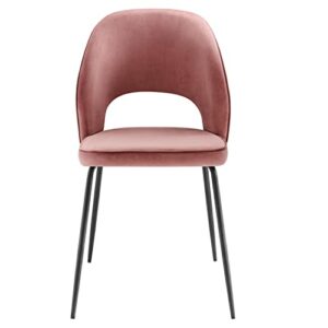 Modway Nico Performance Velvet Dining Chairs in Black Dusty Rose-Set of 2