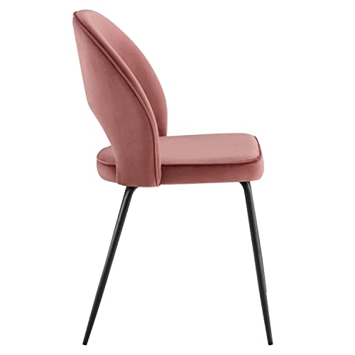 Modway Nico Performance Velvet Dining Chairs in Black Dusty Rose-Set of 2