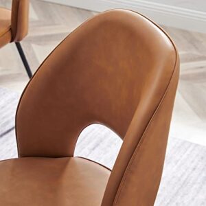 Modway Nico Vegan Leather Dining Chairs in Black Tan-Set of 2