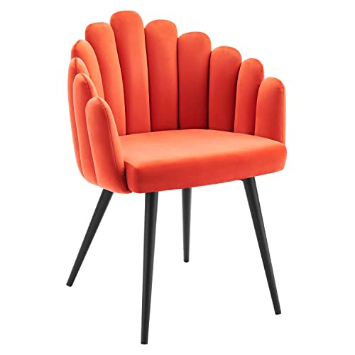 Modway Vanguard Performance Velvet Channel Tufted Dining Chair in Black Orange