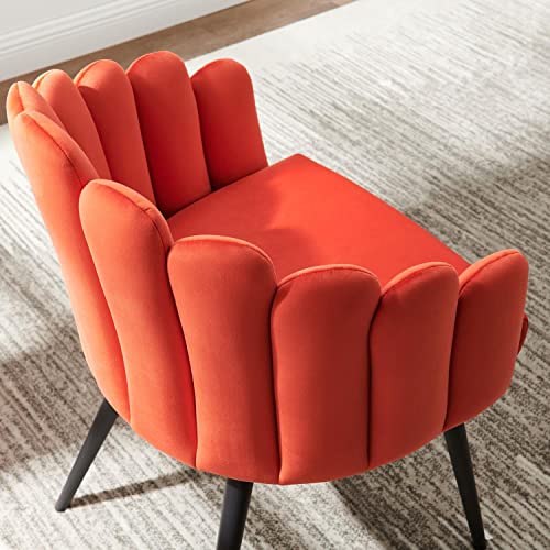 Modway Vanguard Performance Velvet Channel Tufted Dining Chair in Black Orange