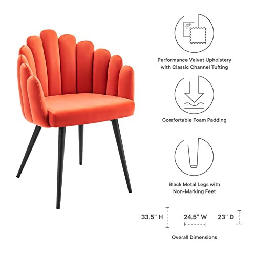 Modway Vanguard Performance Velvet Channel Tufted Dining Chair in Black Orange