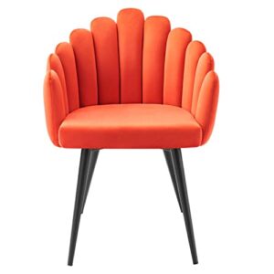 Modway Vanguard Performance Velvet Channel Tufted Dining Chair in Black Orange